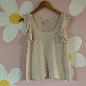 Texture & Thread Madewell Ruffle-Sleeve Tank Top Cream Size Medium